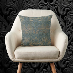 Peacock and Dragon by William Morris Throw Pillow