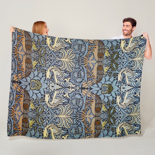 Peacock and Dragon, William Morris Fleece Blanket (In Situ)