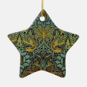 Peacock and Dragon William Morris Tapestry Design Ceramic Ornament
