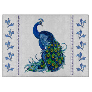 Peacock and Dragonfly Cutting Board