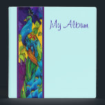 Peacock and Feathers Binder or Photo Album<br><div class="desc">Bright and fun turquoise peacock and feathers school binder, family album or recipe book. Perfect for your photo memories or a wedding album. Matching cards and invitations can be found in my Zazzle. Give a set as a gift for Christmas this year. If you need help with personalizing contact Greer...</div>