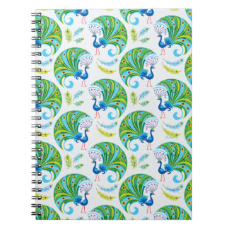 Peacock and Feathers Pattern Notebook