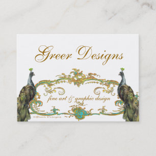 Peacock and Gold Business/Profile/Save the Date Business Card