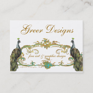 Peacock and Gold Business/Profile/Save the Date Business Card