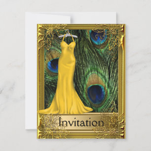 Peacock and Gold Invitation Any Party