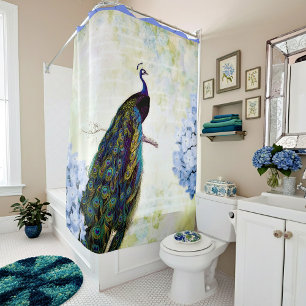 Peacock and hydrangea