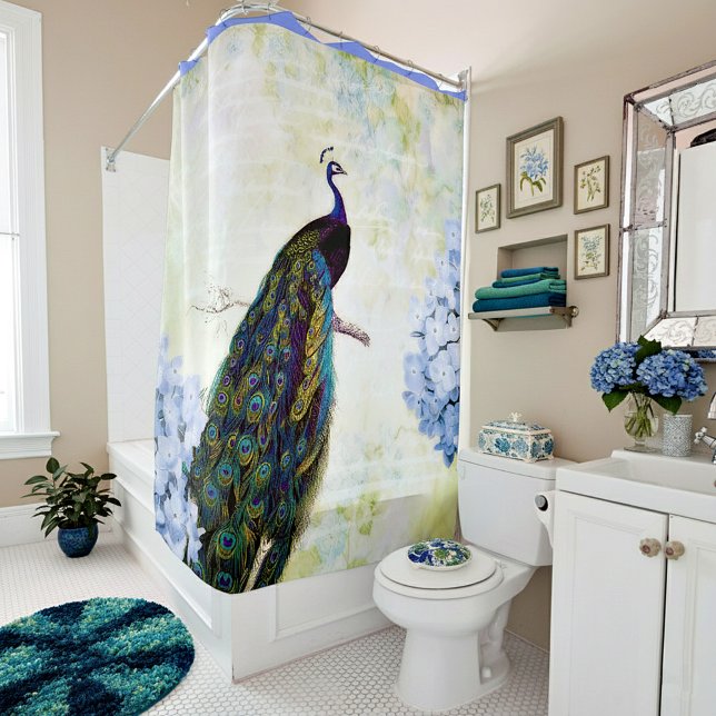 Peacock and hydrangea (Creator Uploaded)