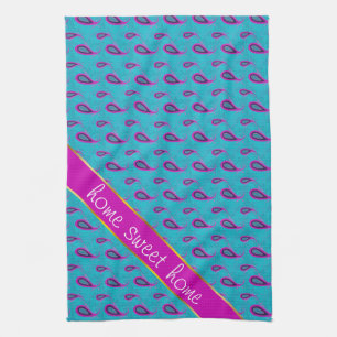 Peacock and Magenta Paisley Pattern Kitchen Towel