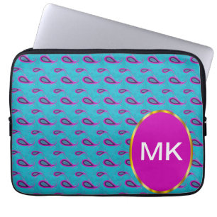 Peacock and Magenta Paisley Pattern Laptop Sleeve