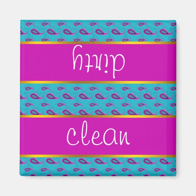 Peacock and Magenta Paisley Pattern Magnet (Front)