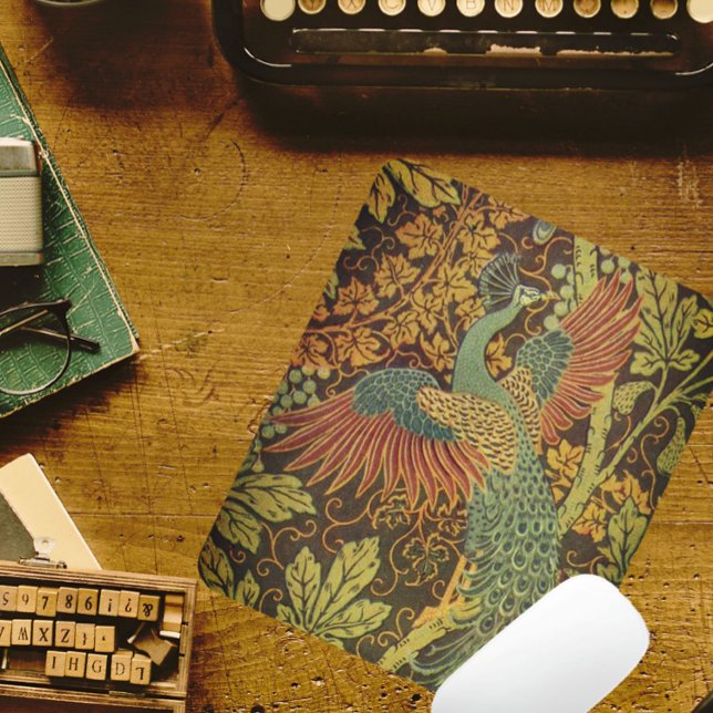 Peacock and oakleaf floral Victorian jacquard  Mouse Pad (Creator Uploaded)