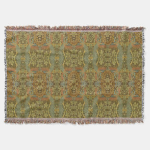 Peacock and oakleaf floral Victorian jacquard Thr Throw Blanket