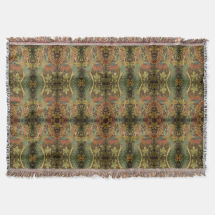 Peacock and oakleaf floral Victorian jacquard Throw Blanket