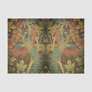 Peacock and oakleaf floral Victorian jacquard Tissue Paper