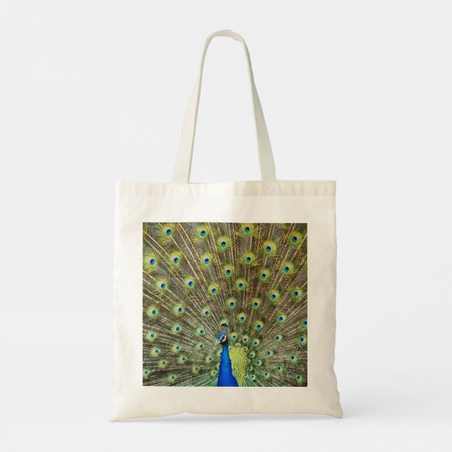 Peacock and Peacock Feather Tote Bag (Back)