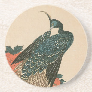 Peacock and Peonies by Hiroshige, Japanese Art Coaster