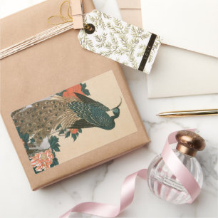 Peacock and Peonies by Hiroshige, Japanese Art Sticker