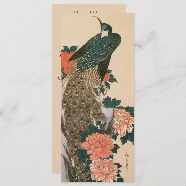 Peacock and Peonies by Hiroshige Wedding Invitation (Front/Back)