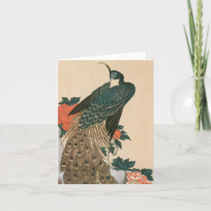 Peacock and Peonies by Hiroshige Wedding Thank You Card