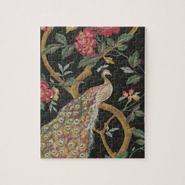 Peacock And Pink Roses Jigsaw Puzzle (Vertical)