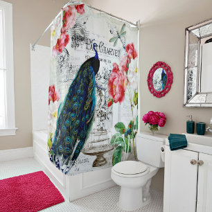Peacock and roses