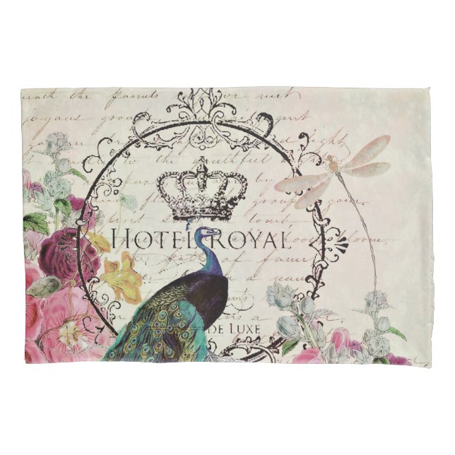 Peacock and spring flowers pillowcase (Front)