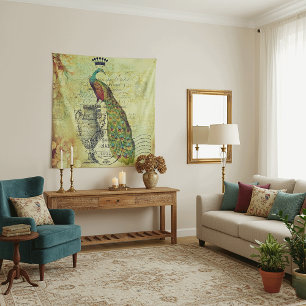 Peacock and urn tapestry