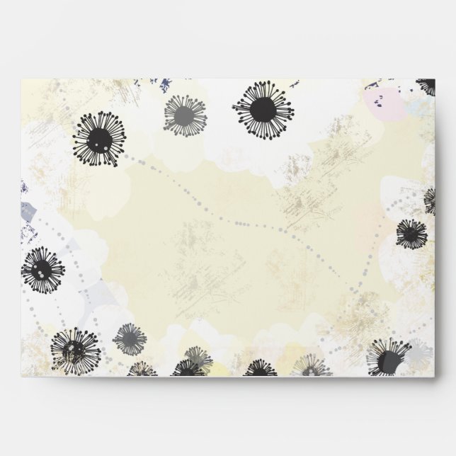 Peacock & Anemone Customizable Envelope Ivory (Front)