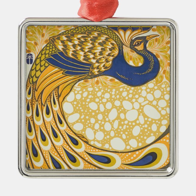 Peacock Antique Vintage Colorful Metal Ornament (Front)