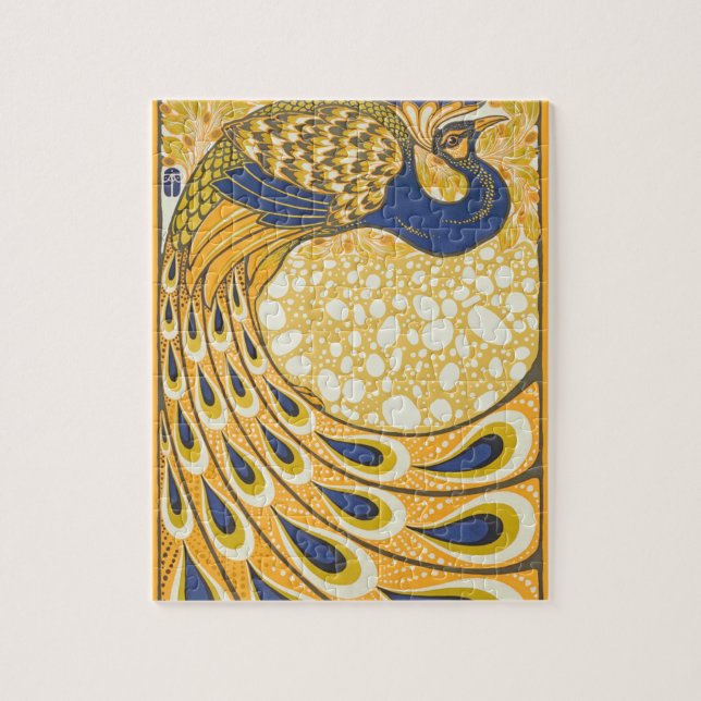 Peacock Antique Vintage Colourful Jigsaw Puzzle (Vertical)