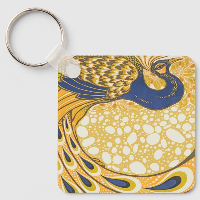 Peacock Antique Vintage Colourful Keychain (Front)