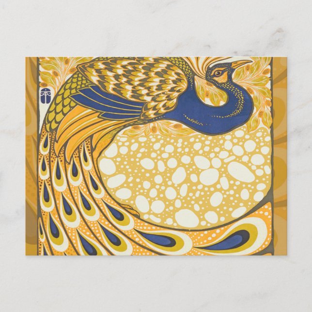 Peacock Antique Vintage Colourful Postcard (Front)