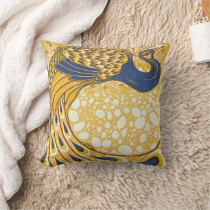 Peacock Antique Vintage Colourful Throw Pillow