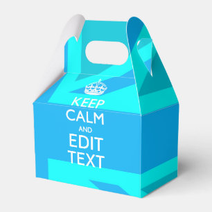 Peacock Aqua Keep Calm And Your Text Union Jack Favor Box