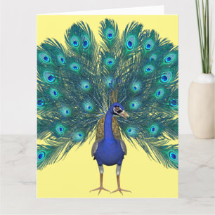 PEACOCK ART BIG BIRTHDAY GREETING CARD