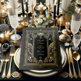 Peacock Art Déco Faire-part de mariage Real Gold F