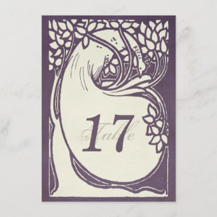 Peacock art deco violet and ivory Table Number