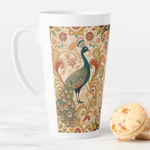 Peacock Art Morris Style Latte Mug