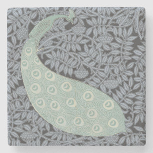 Peacock Art Nouveau Bird Classic Stone Coaster