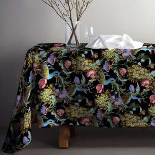 Peacock Art Nouveau Floral Pattern Tablecloth