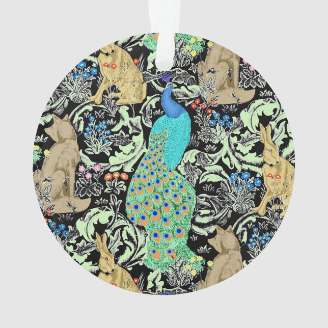 Peacock Art Nouveau Impression, Turquoise & Neutra (dos)