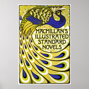 Peacock  Art Nouveau Poster Print - Vintage