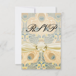 peacock art nouveau RSVP card