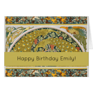 Peacock Art Nouveau Style round intricate design