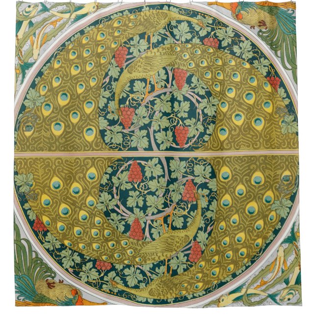 Peacock Art Nouveau Style round intricate design (Front)