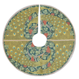 Peacock Art Nouveau Style round intricate design Brushed Polyester Tree Skirt