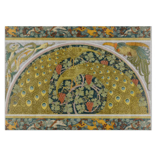 Peacock Art Nouveau Style round intricate design Cutting Board