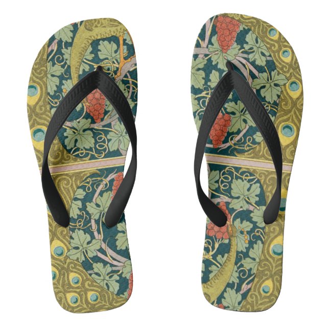 Peacock Art Nouveau Style round intricate design Flip Flops (Footbed)