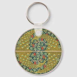 Peacock Art Nouveau Style round intricate design Keychain