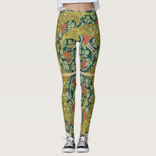 Peacock Art Nouveau Style round intricate design Leggings